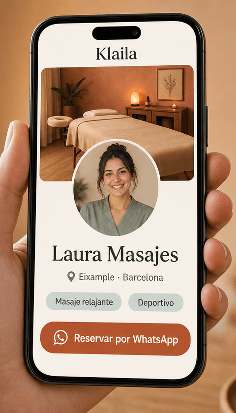 Perfil profesional de masajista en Klaila
